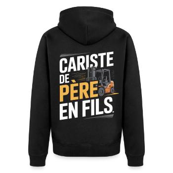 T-Shirt Cariste Père En Fils Original - Veste à capuche bio Premium Unisexe - noir - Dos - Nico (187cm)
