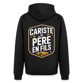 Cariste De Père En Fils Cadeau Humour Métier - Veste à capuche bio Premium Unisexe - noir - Dos - Nico (187cm)