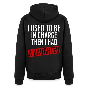 Be in Charge Then I Had A Daughter Funny dad - Veste à capuche bio Premium Unisexe - noir - Dos - Nico (187cm)