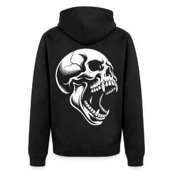 Schreiender Schädel - Unisex Premium Bio Zip Hoodie - Schwarz - Hinten - Nico (187cm)