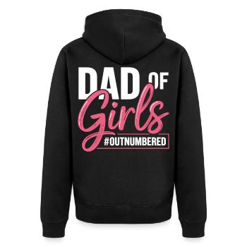 Dad of Girls Outnumbered Papa Spruch - Unisex Premium Bio Zip Hoodie - Schwarz - Hinten - Nico (187cm)