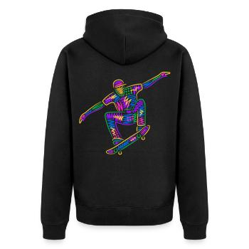 Colorful Skater Skateboarder Kids Skateboard - Unisex Premium Organic Zip Hoodie - black - Back - Nico (187cm)