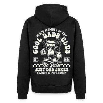 Cool Dads Club - Dad 2026 Gift - Unisex Premium Organic Zip Hoodie - black - Back - Nico (187cm)