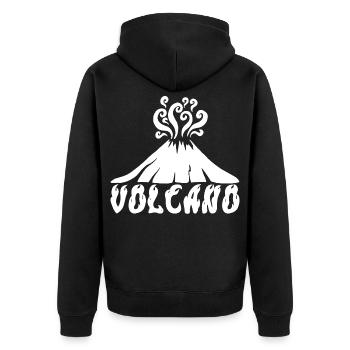 Weißer Vulkan - Unisex Premium Bio Zip Hoodie - Schwarz - Hinten - Nico (187cm)