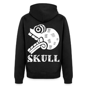 Crâne tribal (blanc) - Veste à capuche bio Premium Unisexe - noir - Dos - Nico (187cm)