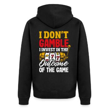 Funny Gambler Gambling Casino Slot Machine - Unisex Premium Organic Zip Hoodie - black - Back - Nico (187cm)