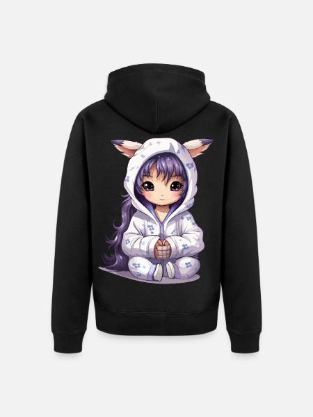 Chibi Häschen Hoodie Stil - Unisex Premium Bio Zip Hoodie - Schwarz
