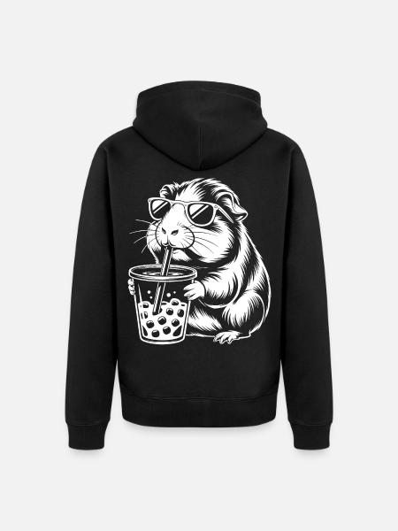 Guinea pig with sunglasses - Unisex Premium Organic Zip Hoodie - black