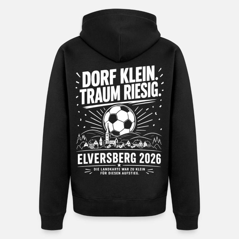 Dorf klein. Traum riesig. - Unisex Premium Bio Zip Hoodie - Schwarz