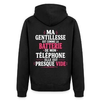 gentillesse vide Cadeau humour personnalisé - Veste à capuche bio Premium Unisexe - noir - Dos - Nico (187cm)