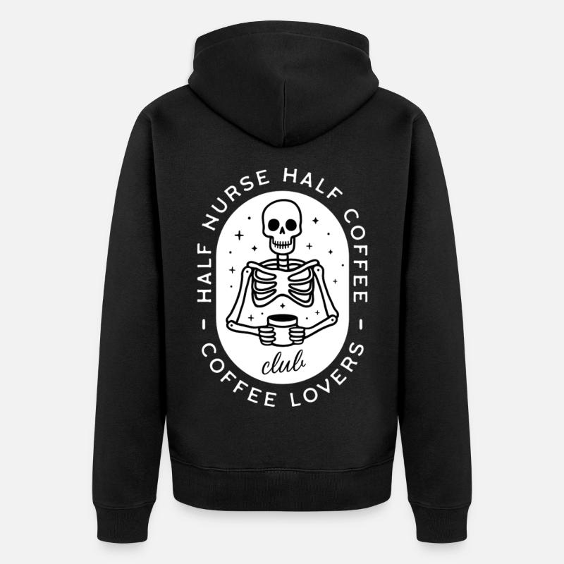 Krankenschwester Kaffee pflegt dunklen Humor-Skelett - Unisex Premium Bio Zip Hoodie - Schwarz