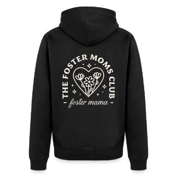 Mutter im Pflegefamilienclub. - Unisex Premium Bio Zip Hoodie - Schwarz - Hinten - Nico (187cm)