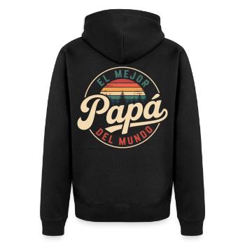 l Mejor Papá del Mundo Vintage Sunset - Unisex Premium Bio Zip Hoodie - Schwarz - Hinten - Nico (187cm)
