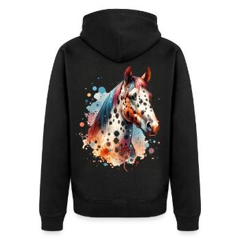 Cheval à motif Appaloosa - Veste à capuche bio Premium Unisexe - noir - Dos - Nico (187cm)