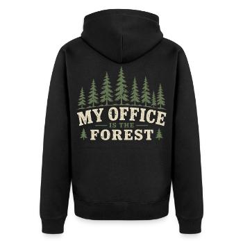 Ecologist Ecology My Office Is The Forest - Unisex Premium Organic Zip Hoodie - black - Back - Nico (187cm)
