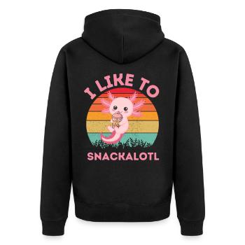 Snackalot Kawaii Bubble Tea - Unisex Premium Organic Zip Hoodie - black - Back - Nico (187cm)