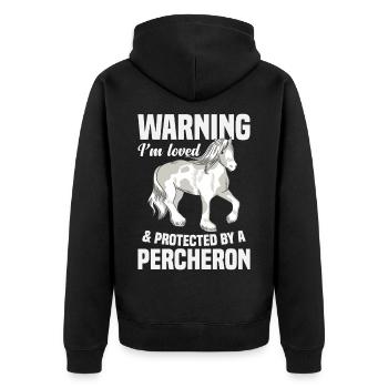 Reiter-geliebter und geschützter Pferdebesitzer Percheron - Unisex Premium Bio Zip Hoodie - Schwarz - Hinten - Nico (187cm)