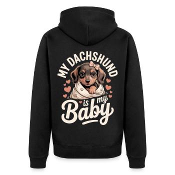 Bébé teckel - Veste à capuche bio Premium Unisexe - noir - Dos - Nico (187cm)