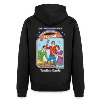 Nur noch ein Pack, ich schwöre, Sammelkarten-Karte - Unisex Premium Bio Zip Hoodie - Schwarz - Hinten - Nico (187cm)