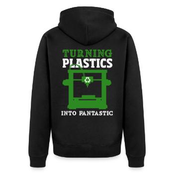 Turning Plastic Into Awesome 3D Printer - Unisex Premium Organic Zip Hoodie - black - Back - Nico (187cm)
