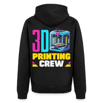 3D Druck Crew Maker Space Robotik Team Lustig - Unisex Premium Bio Zip Hoodie - Schwarz - Hinten - Nico (187cm)