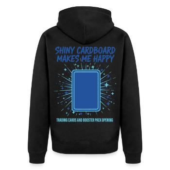 Shiny Cardboard Makes Me Happy Trading Cards - Unisex Premium Organic Zip Hoodie - black - Back - Nico (187cm)