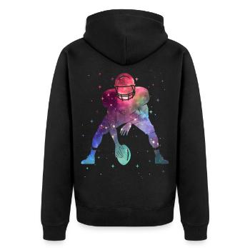American Football Weltraum Kinder Jungen Football - Unisex Premium Bio Zip Hoodie - Schwarz - Hinten - Nico (187cm)