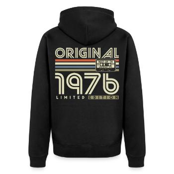 1976 Jahrgang 50 Geburtstag Vintage Geschenk Retro - Unisex Premium Bio Zip Hoodie - Schwarz - Hinten - Nico (187cm)