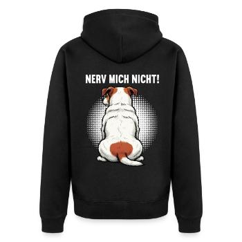 Nerv Mich Nicht Jack Russel terrier Jacky Jackys - Unisex Premium Bio Zip Hoodie - Schwarz - Hinten - Nico (187cm)