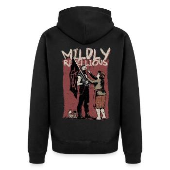 Punk For A Day Midly Rebellious - Unisex Premium Bio Zip Hoodie - Schwarz - Hinten - Nico (187cm)