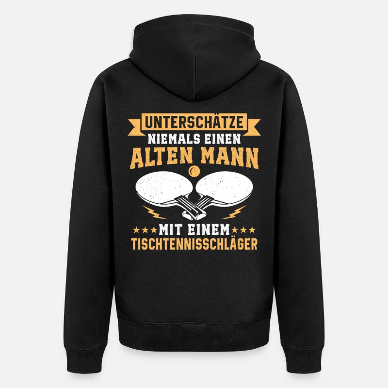  Alten Mann Mit Eine tischtennisschläger  - Unisex Premium Bio Zip Hoodie - Schwarz