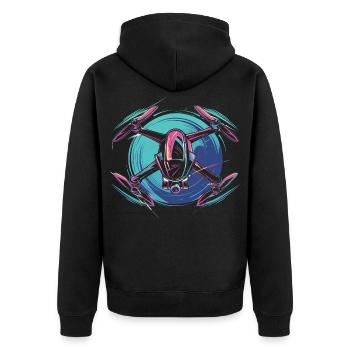 Neon Drone - Unisex Premium Organic Zip Hoodie - black - Back - Nico (187cm)
