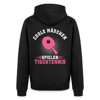 Coole Mädchen spielen Tischtennis  - Unisex Premium Bio Zip Hoodie - Schwarz - Hinten - Nico (187cm)