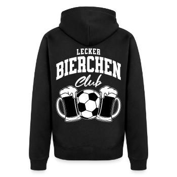 Lecker Bierchen Club Fußball - Unisex Premium Bio Zip Hoodie - Schwarz - Hinten - Nico (187cm)