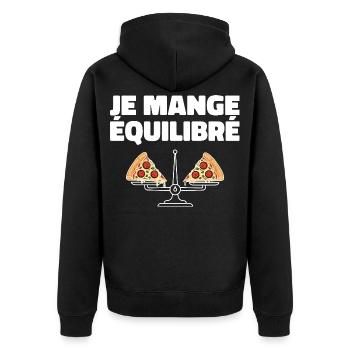 pizza Cadeau humour personnalisé - Veste à capuche bio Premium Unisexe - noir - Dos - Nico (187cm)