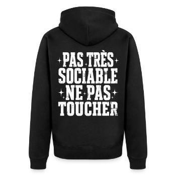 pas sociable Cadeau humour personnalisé - Veste à capuche bio Premium Unisexe - noir - Dos - Nico (187cm)