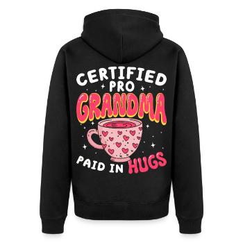 Grand-mère Grand-mère Professionnelle Certifiée - Veste à capuche bio Premium Unisexe - noir - Dos - Nico (187cm)
