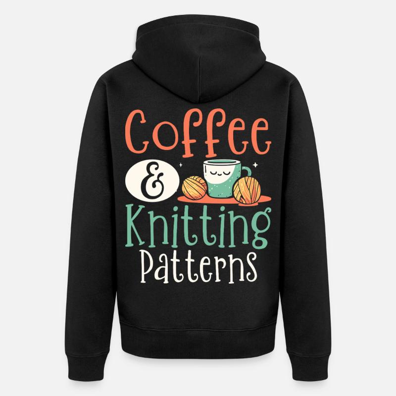 Kaffee Stricken Strickerin - Unisex Premium Bio Zip Hoodie - Schwarz