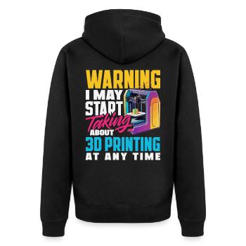 Warnung Könnte Über 3D Druck Sprechen Drucker - Unisex Premium Bio Zip Hoodie - Schwarz - Hinten - Nico (187cm)