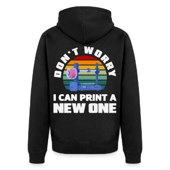 Keine Sorge Ich Kann Einen Neuen Drucken 3D Druck - Unisex Premium Bio Zip Hoodie - Schwarz - Hinten - Nico (187cm)