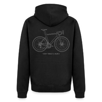 Therapy Would Be Cheaper – Rennrad Humor - Unisex Premium Bio Zip Hoodie - Schwarz - Hinten - Nico (187cm)