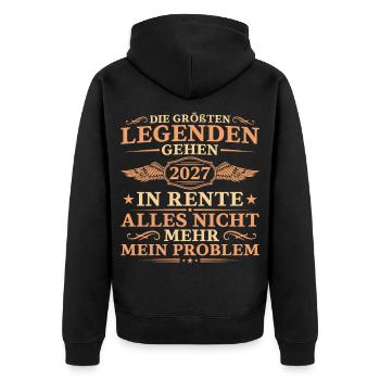 Ruhestand Größte Legenden gehen 2027 in Rente - Unisex Premium Bio Zip Hoodie - Schwarz - Hinten - Nico (187cm)