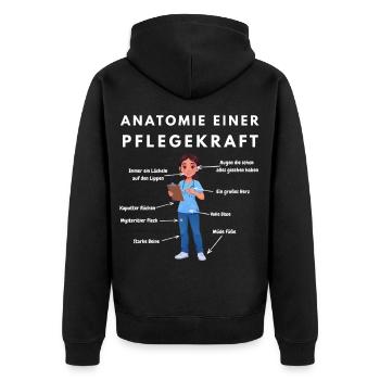 Anatomie Pflegekraft Humor Pflege Design - Unisex Premium Bio Zip Hoodie - Schwarz - Hinten - Nico (187cm)