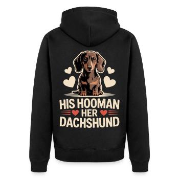Dachshund Hooman - Unisex Premium Organic Zip Hoodie - black - Back - Nico (187cm)