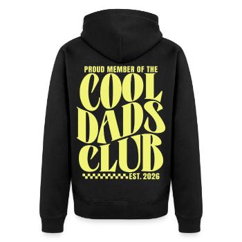 Cool Dads Club - Dad-to-be 2026 Gift - Unisex Premium Organic Zip Hoodie - black - Back - Nico (187cm)