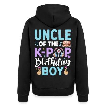 Oncle du garçon anniversaire de la K-Pop - Veste à capuche bio Premium Unisexe - noir - Dos - Nico (187cm)