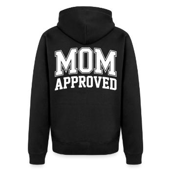 MOM APPROVED - Unisex Premium Organic Zip Hoodie - black - Back - Nico (187cm)