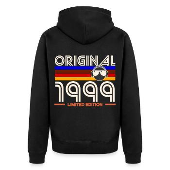 Originale limitierte Ausgabe von 1999 - Unisex Premium Bio Zip Hoodie - Schwarz - Hinten - Nico (187cm)