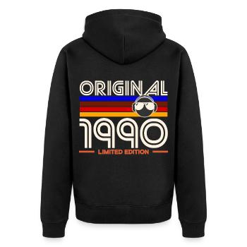 Original 1990 Limited Edition - Unisex Premium Organic Zip Hoodie - black - Back - Nico (187cm)