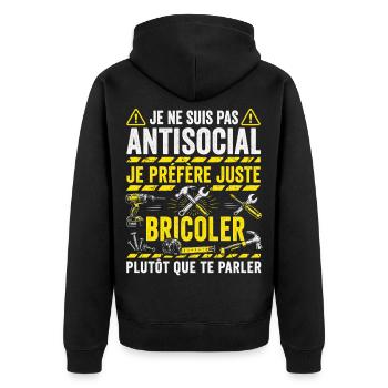 bricolage Cadeau humour Personnalisé - Veste à capuche bio Premium Unisexe - noir - Dos - Nico (187cm)